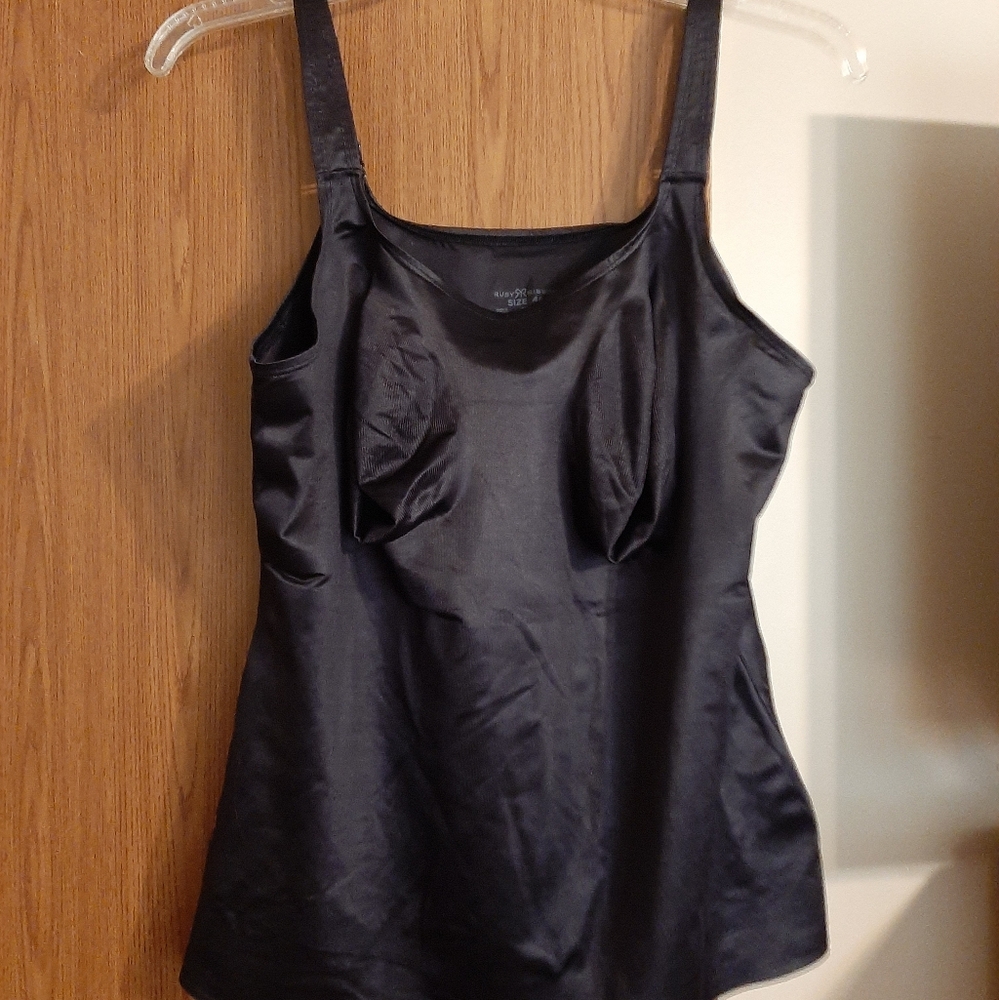 Ruby Ribbon Black Satin Cami - image 1